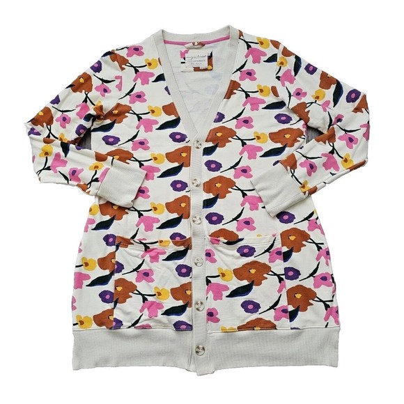 Evy's Tree Vivie in Bright Floral Sweatshirt Cardigan Sweater Size Large L - Picture 2 of 16